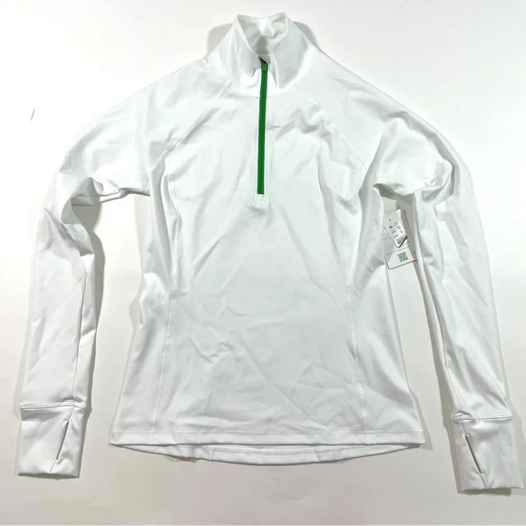 New J Crew Cloudstretch Half Zip Pullover Shirt White Green - Picture 3 of 8